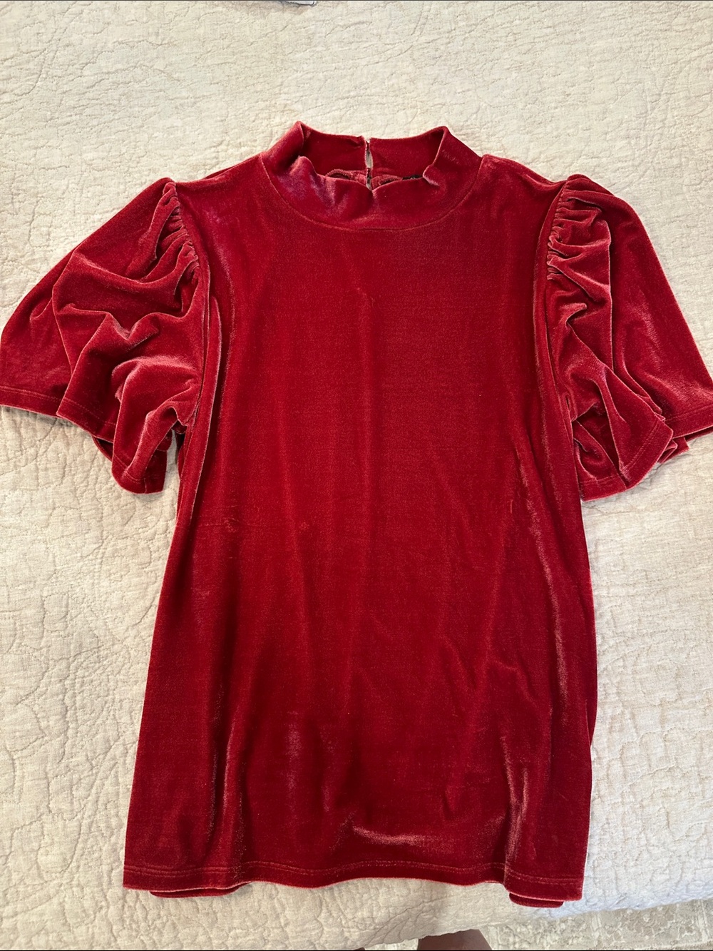 Ann Taylor Factory Red Velvet Short Sleeve Top